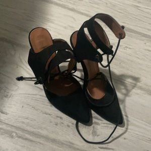 Pointed toe lace up high heels